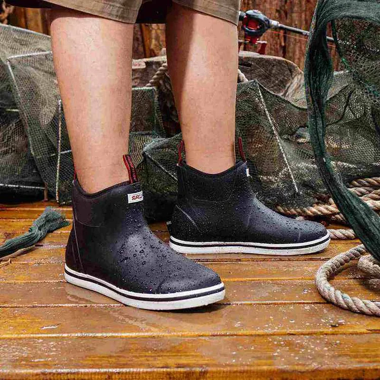 SUREWAY Men's Black Deck Boots Professional Non-Slip Fishing and