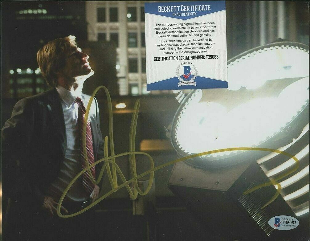 Aaron Eckhart signed The Dark Knight Harvey Dent 8x10 Photo Poster painting BAS Beckett COA