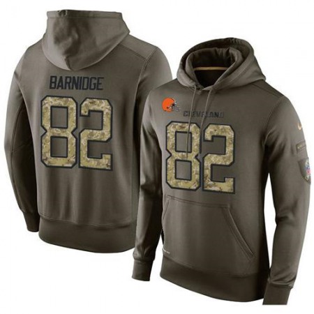 NFL Men's  Cleveland Browns #82 Gary Barnidge Stitched Green Olive Salute To Service KO Performance Hoodie