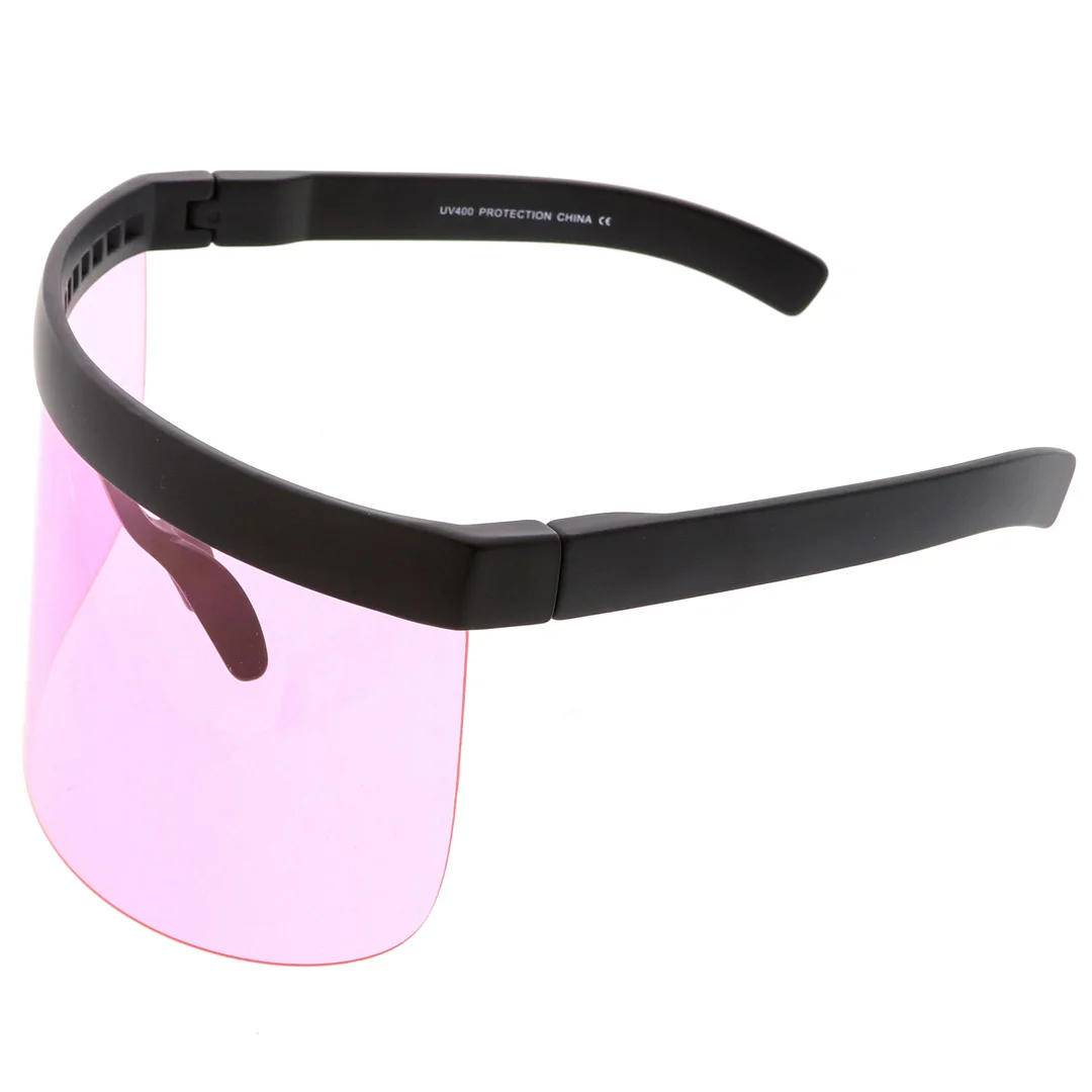 Futuristic Oversize Shield Visor glasses With Flat Top Colored Mono Lens 172mm