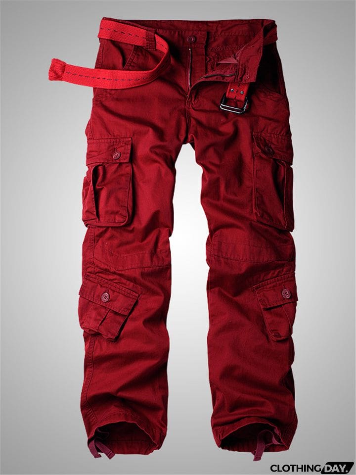 Men's Loose Straight Outdoor Multi-Pocket Cargo Pants