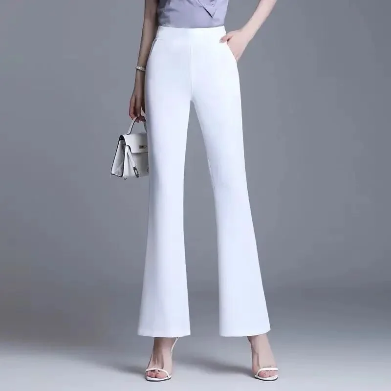 Pongl Office Belt Straight Suit Pants Women 2023 Spring Summer High Waist Pocket Wide Leg Trousers Lady All Match Casual Pants