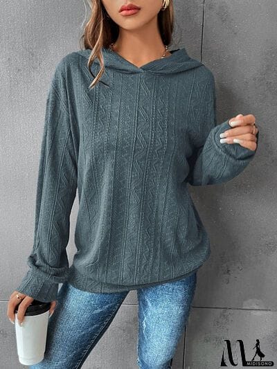 MidiSono - Textured Dropped Shoulder Hoodie