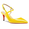 啦啦啦65mm Women Slingback Pumps Ankle Strap Jenlove Stiletto Mid Heel Close Pointed Toe Dress Red Bottoms Shoes  James Yang