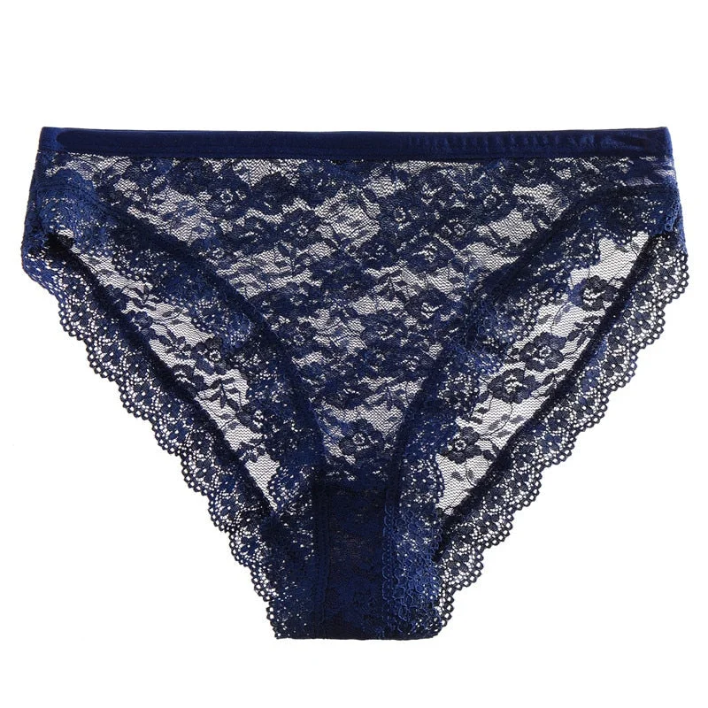 FINETOO Sexy Floral Lace Sexy Women Lingerie Panties M-2XL Girl Plus Size Underpant Transparent Female Comfortable Woman Briefs