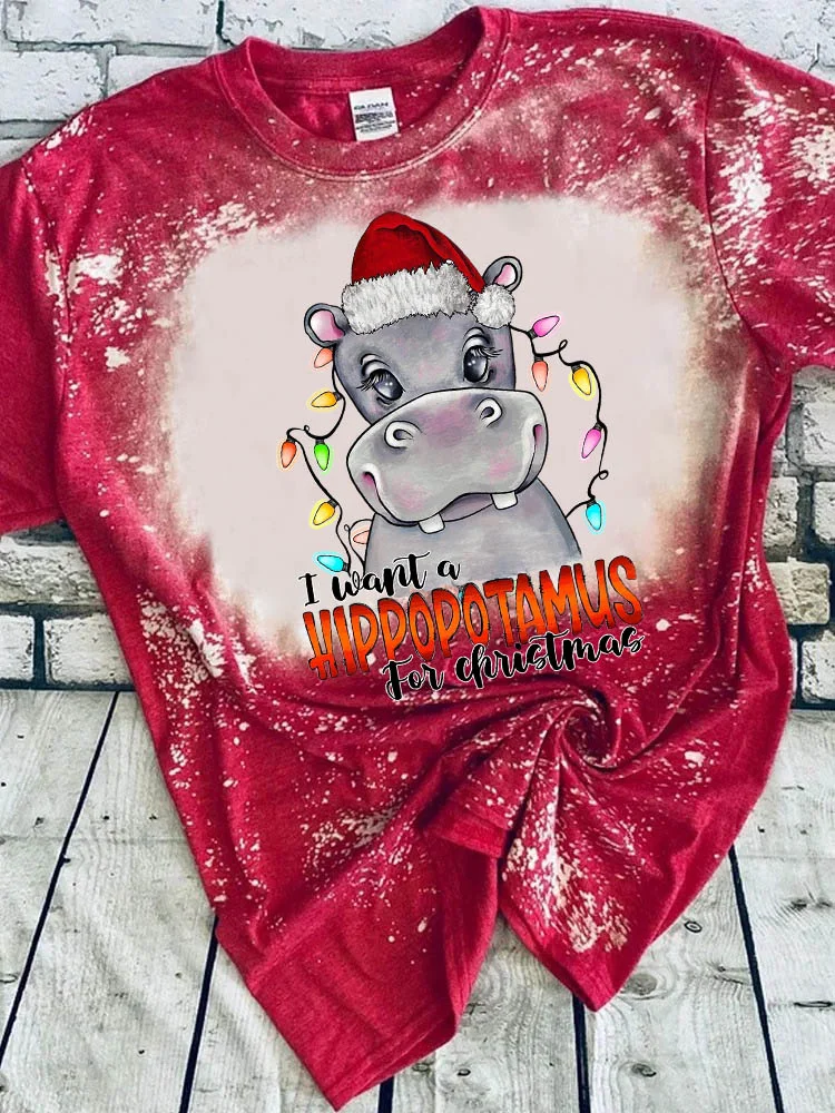I Want A Hippopotamus For Christmas Tie Dye Matching T-Shirt
