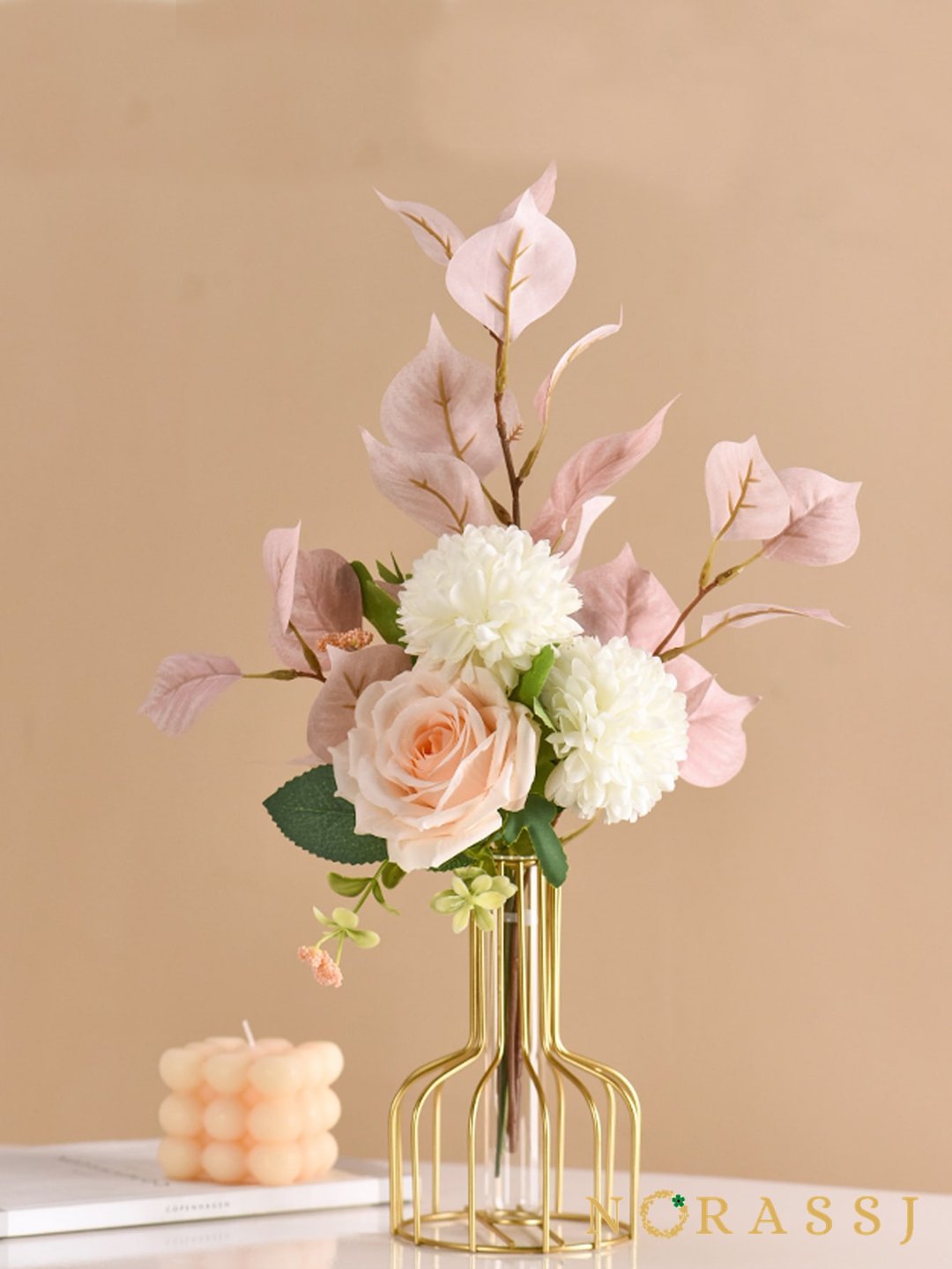Artificial Rose and Hydrangeas Bouquet Modern Floral Arrangement