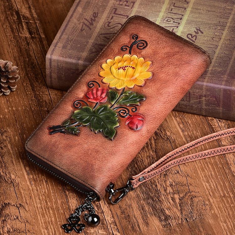 Vegetable Tanned Leather Hand-polished Long Retro Wallet