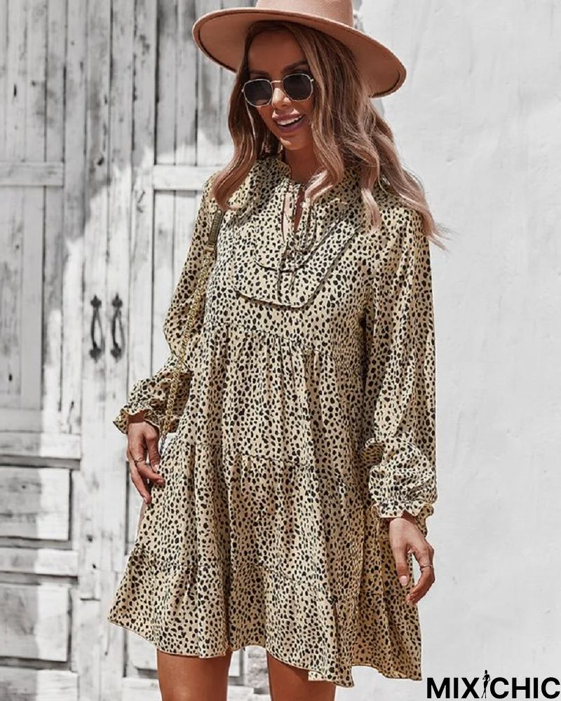 Long Sleeve Floral Casual A-Line Dress