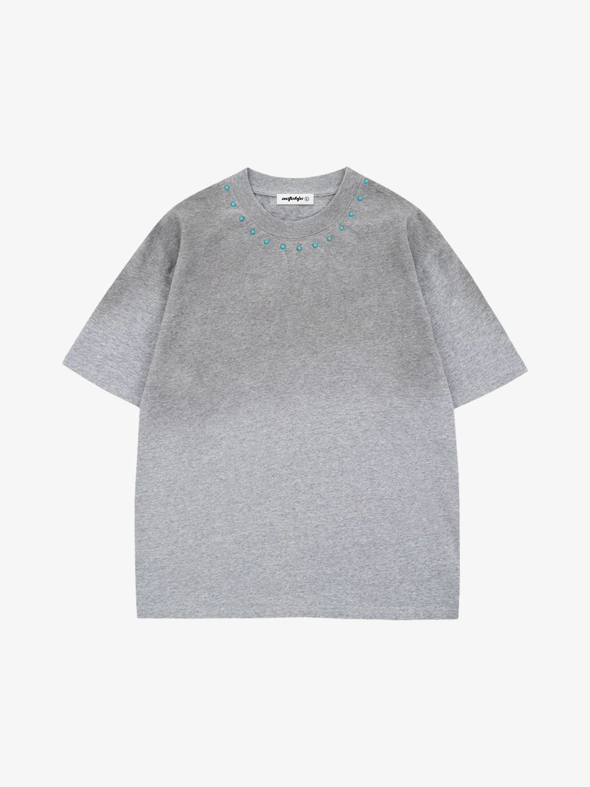 Grey Act Chic Dirty Dye Gradient Beaded Tee Front