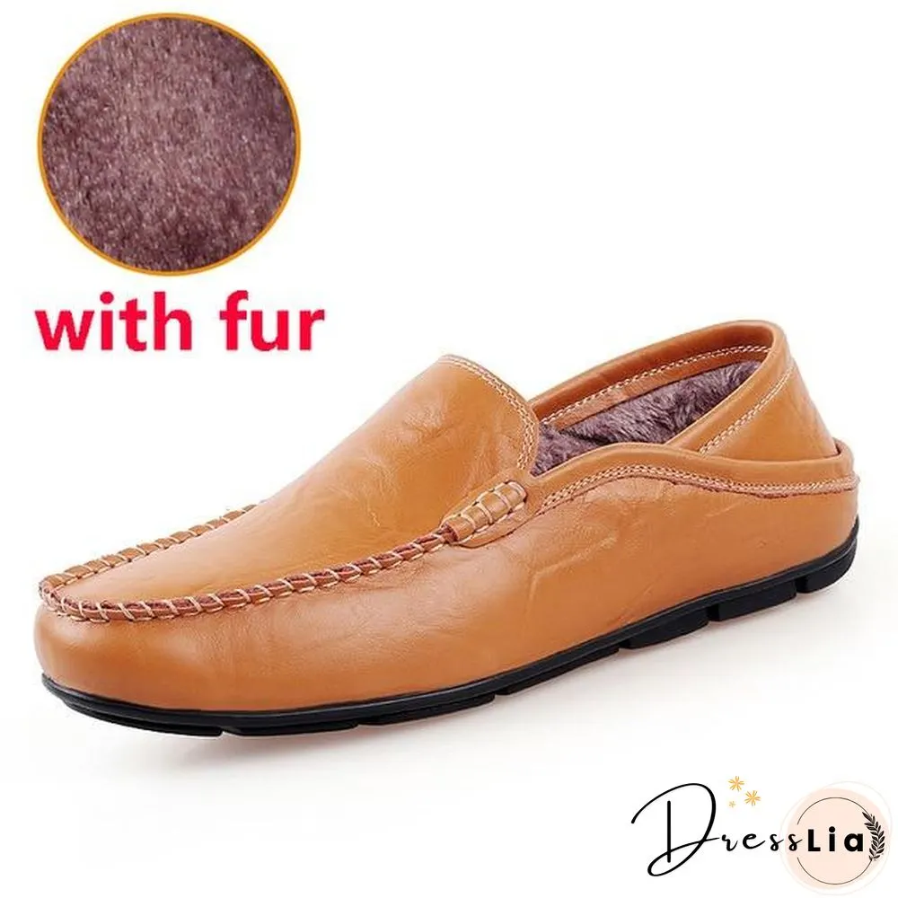 slip on casual men loafers mens moccasins shoes genuine leather men's flats shoes