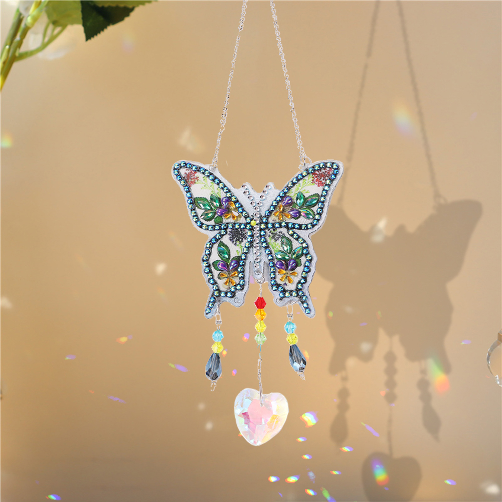 DIY Crystal Light Catching Jewelry Ornaments Wind Chime Pendant (Butterfly)