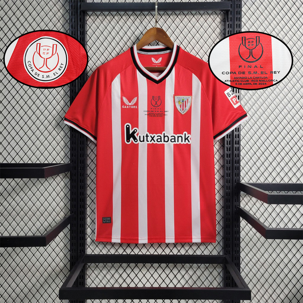 Athletic Bilbao 23-24 Home Stadium Jersey - Fans Version (Cope De Rey Final Patch)