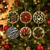 6 Pcs Christmas Wooden Ornaments DIY Pearls Diamond Painting Kit Rhinestone Art Pendants with Hemp Rope for Holiday Tree Decor