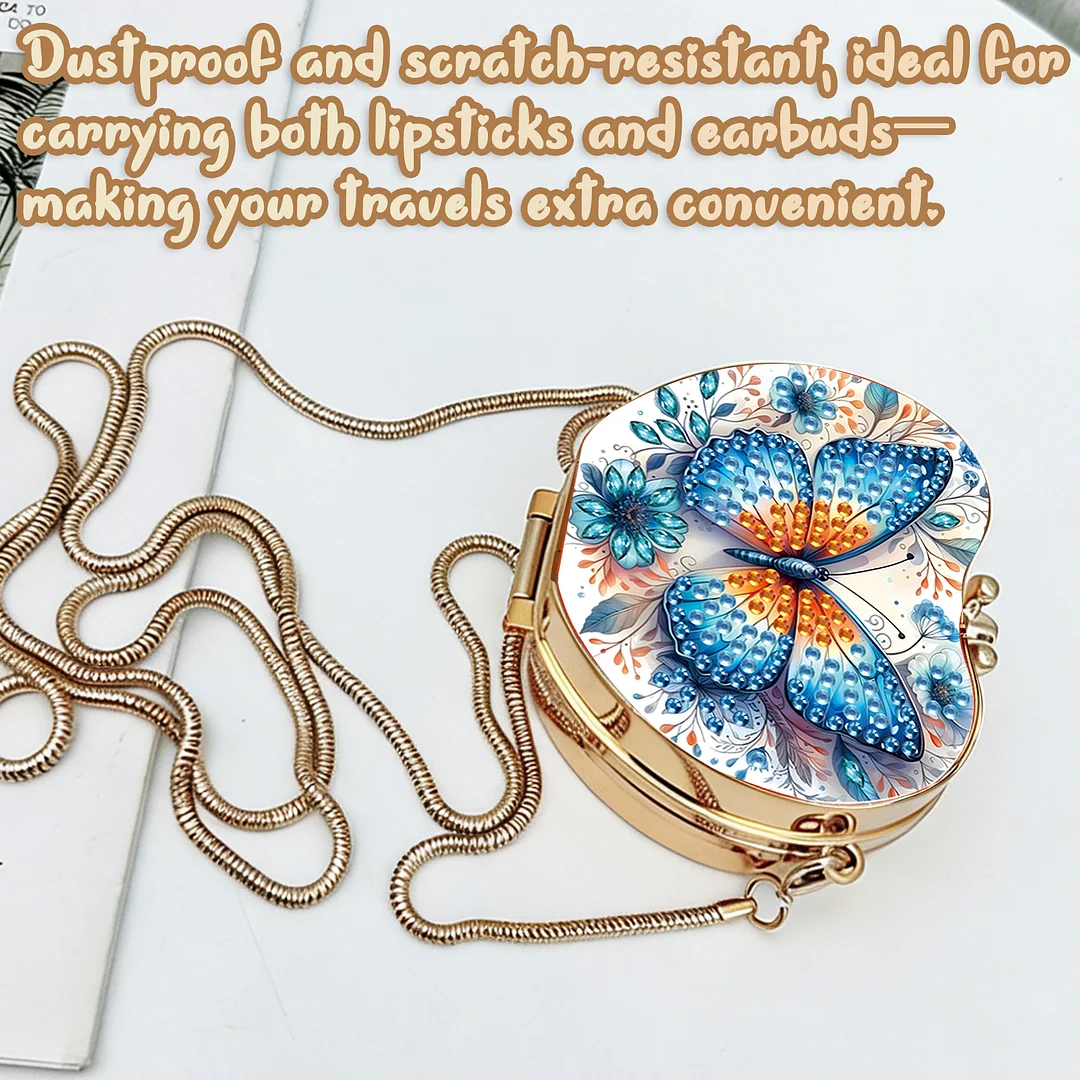Butterfly A DIY Acrylic Love Diamond Art Painting Card Case Wallet with Chain Small Diamond Painting Crossbody Bag for Adults Women Girls Gift
