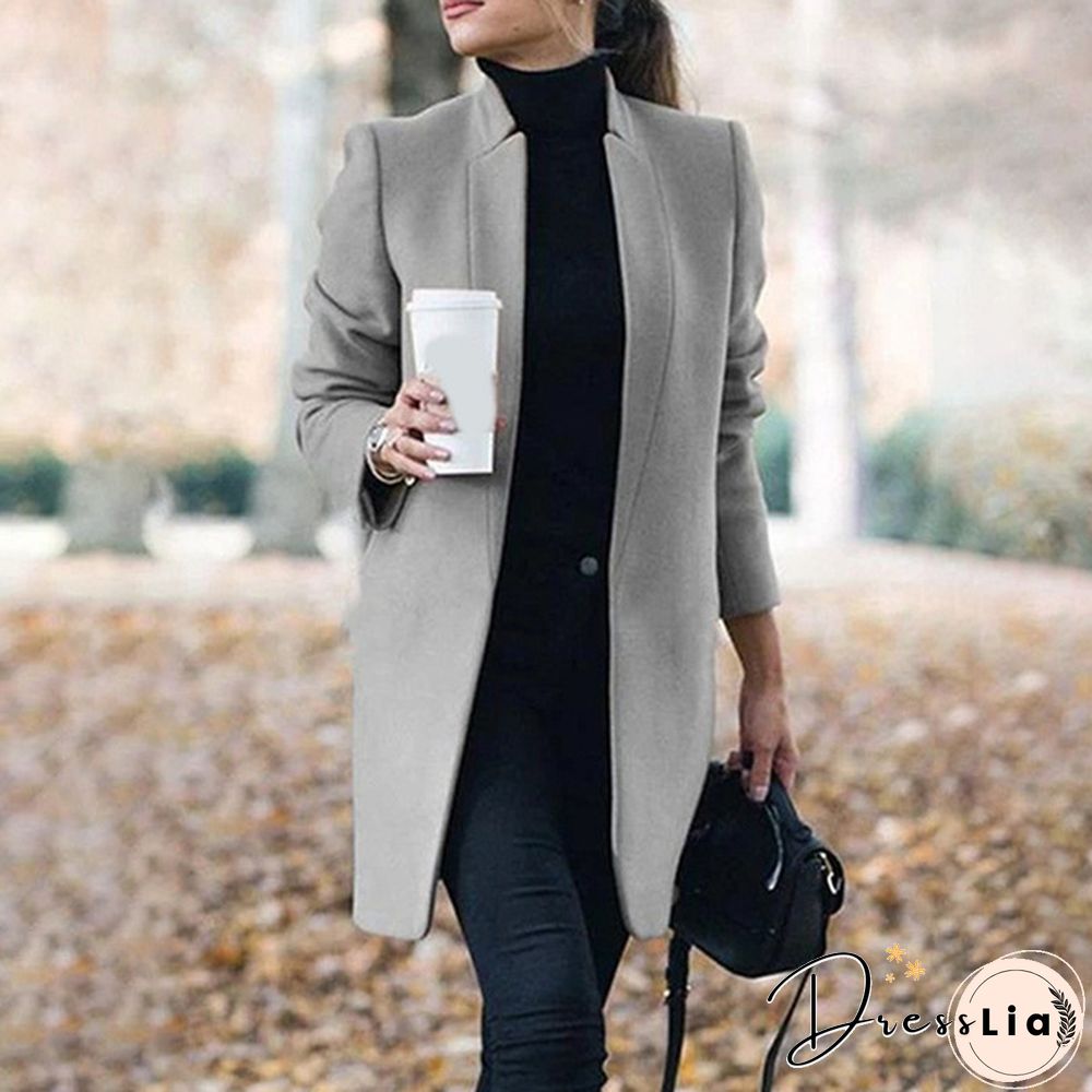 Fashion Women Autumn Winter Long Sleeve Coat Loose Warm Lightweight Jackets Casual Solid Color Parka Cardigans