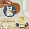 8pcs DIY Cartoon Cat Diamond Painting Acrylic Coasters