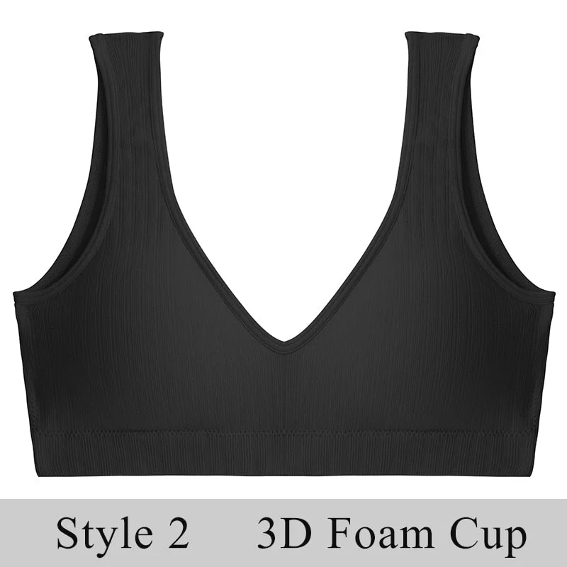 FINETOO Women Seamless Bralette Underwear Push Up U-Back Intimates Lingerie Femme Short Cropped Top Sexy V-Neck Bra Tank Tops