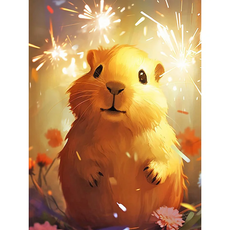 Capybara Under Fireworks 30*40CM (Canvas) Full Round Drill Diamond Painting gbfke