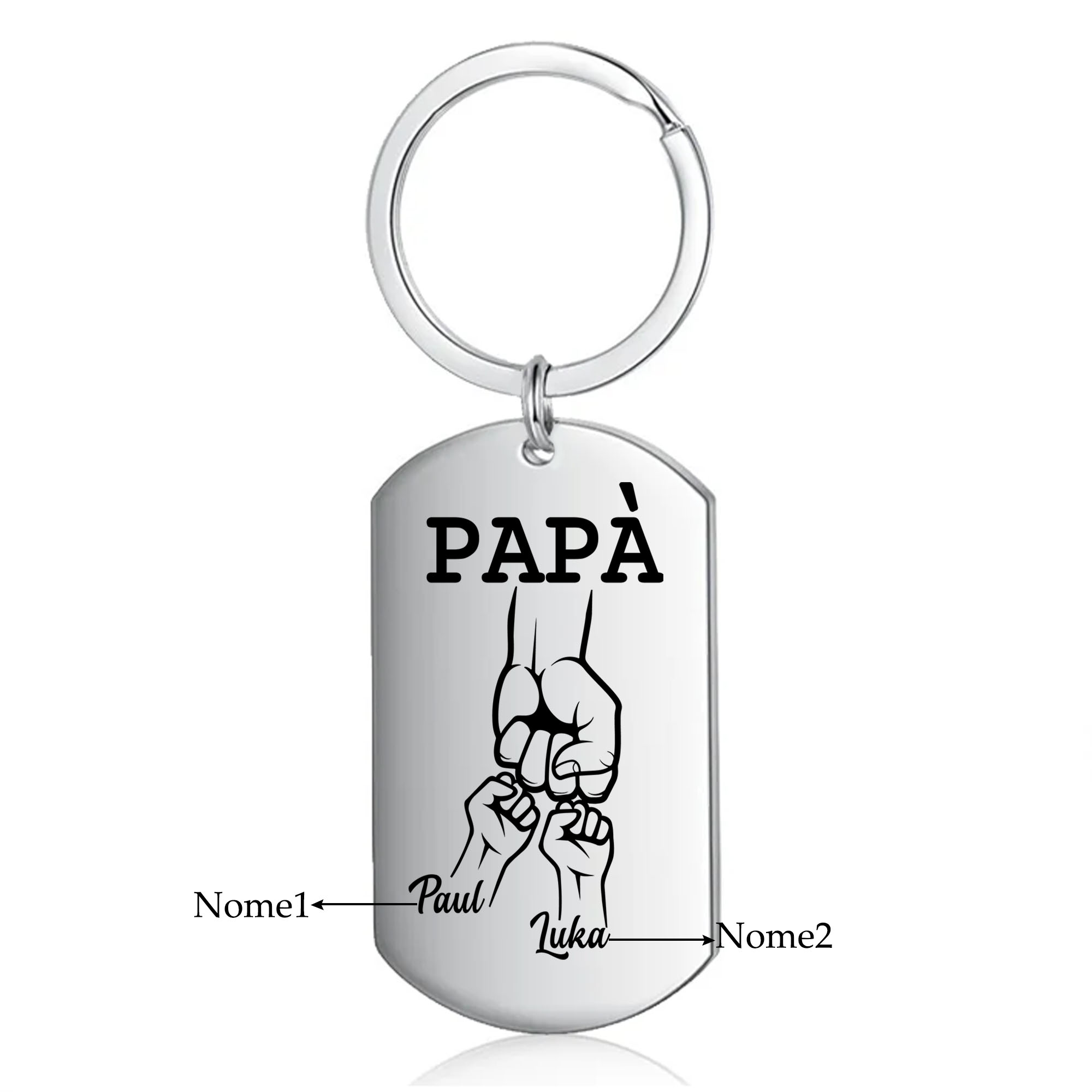 Caro Papà Abbiamo Cercato Di Trovare Il Regalo Perfetto-Portachiavi pugno a pugno 2 nomi regalo per papà