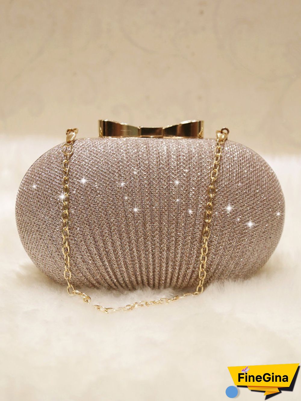 Pleated Butterfly Goose Egg Dinner Bag Oval Clutch Party Party Dress Chain Bag