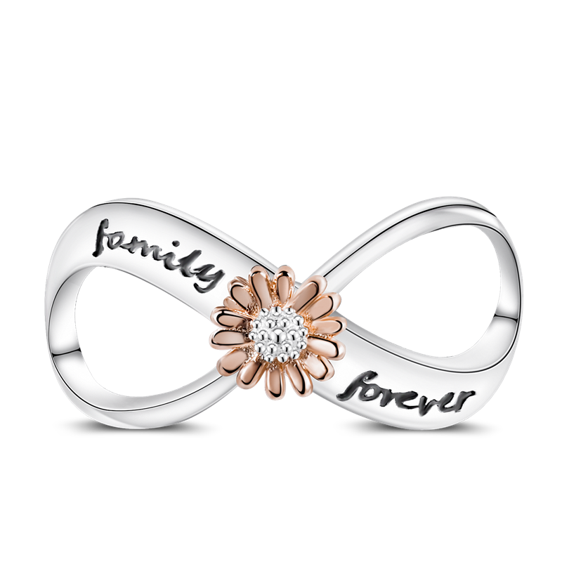 925 Sterling Silver Eternal Symbol With Daisy Charm Pendant fit Women Bracelet DIY Jewelry Making KTC049
