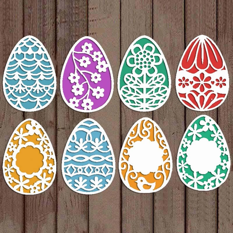 8pcs Eggs With Patterns  Metal Cutting Dies For DIY Scrapbook Cutting Die Paper Cards Embossed Decorative Craft Die Cut New