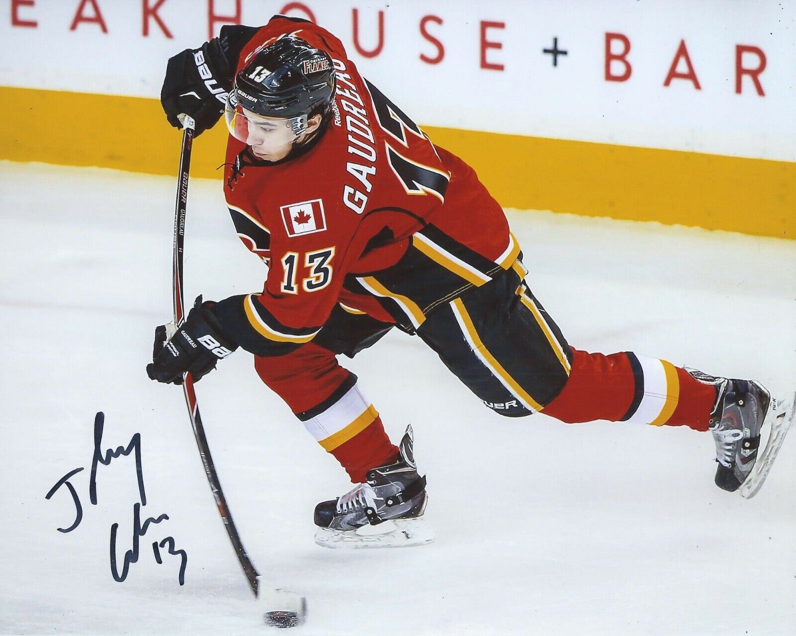 Johnny Gaudreau Signed 8×10 Photo Poster painting Calgary Flames Autographed COA B