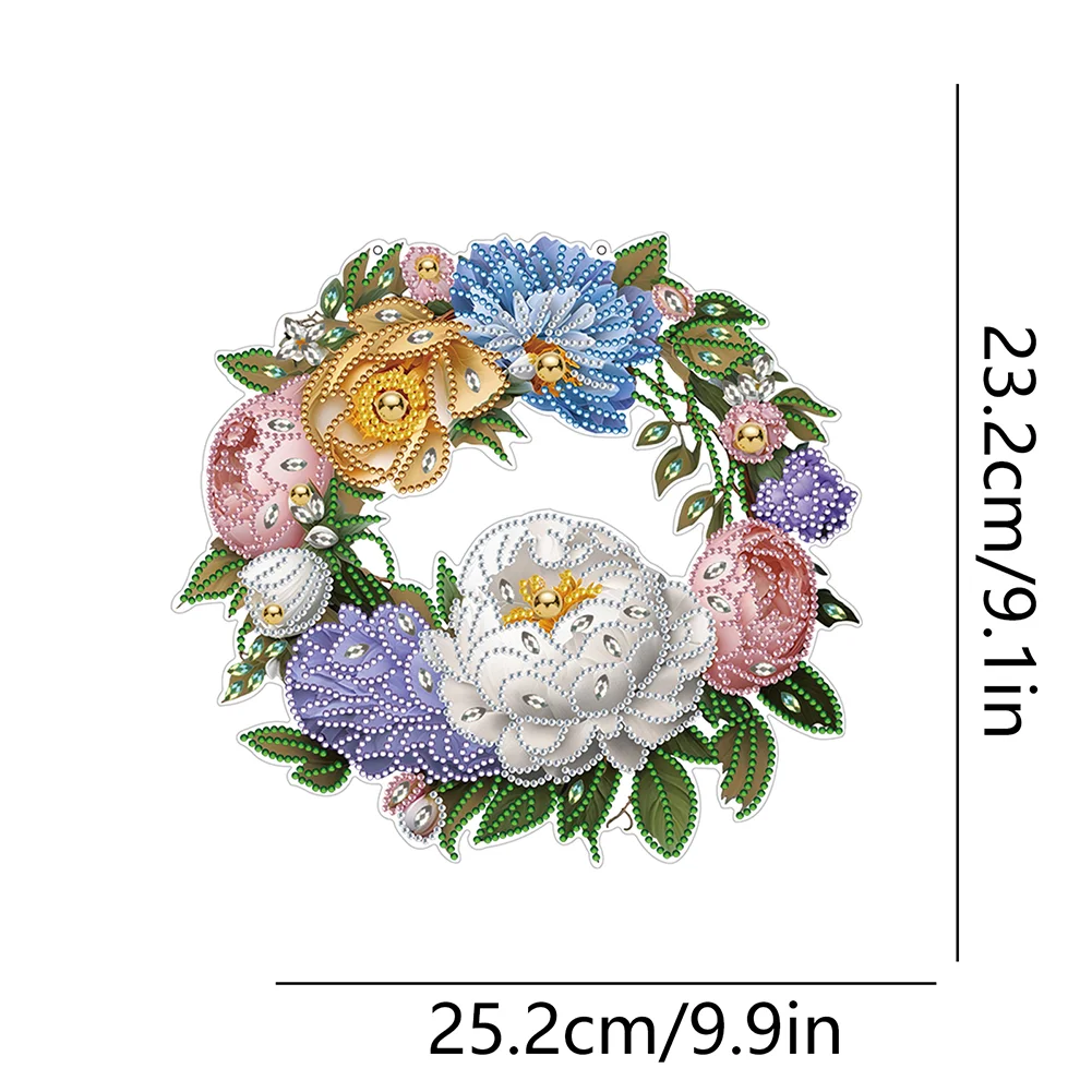 DIY Flower Wreath Acrylic Special Shaped Diamond Painting Wall Decor Wreath