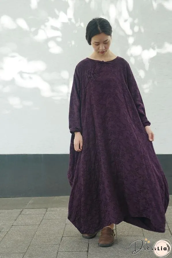 Spring Autumn Dress Ladies Vintage Retro Loose Dresses Female Irregular Length Dresses