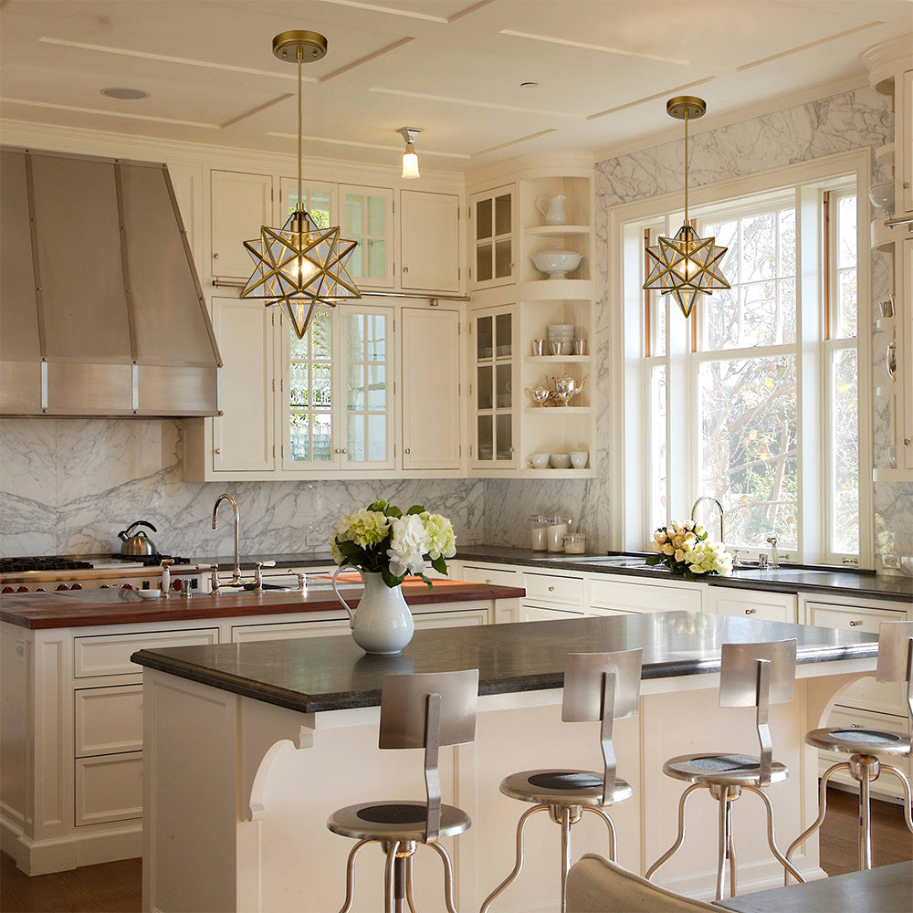 Art Deco Star Shape Glass Island Pedant Light