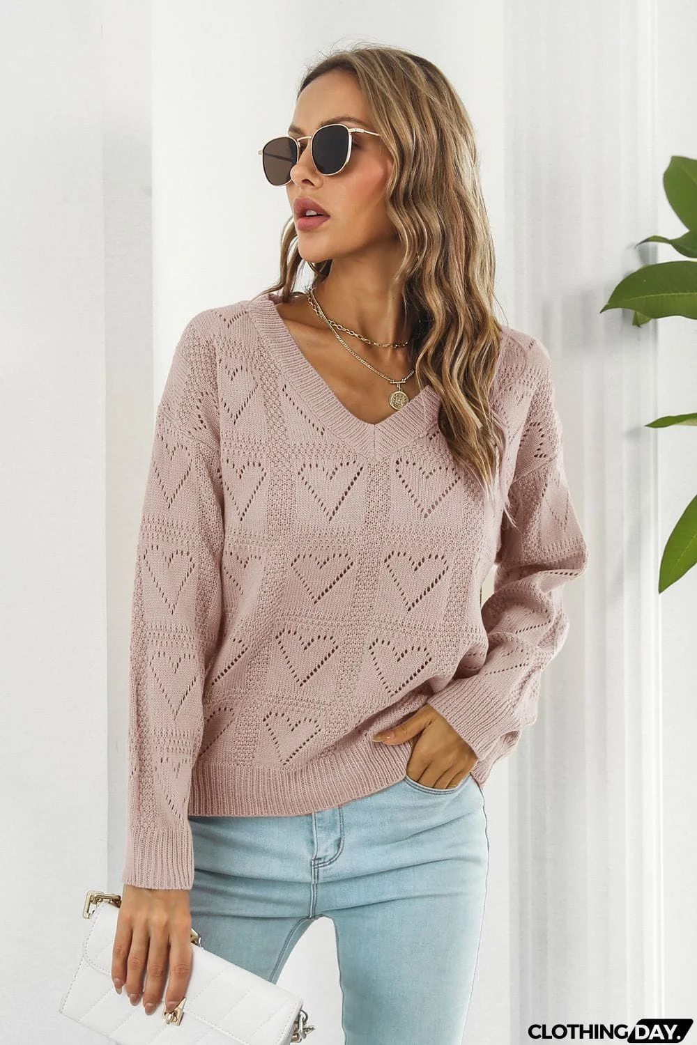 V-Neck Drop Shoulder Sweater