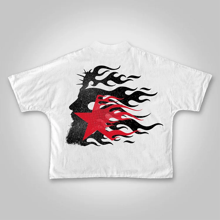 Vintage Flame Jesus Silhouette Network Cropped T-shirt