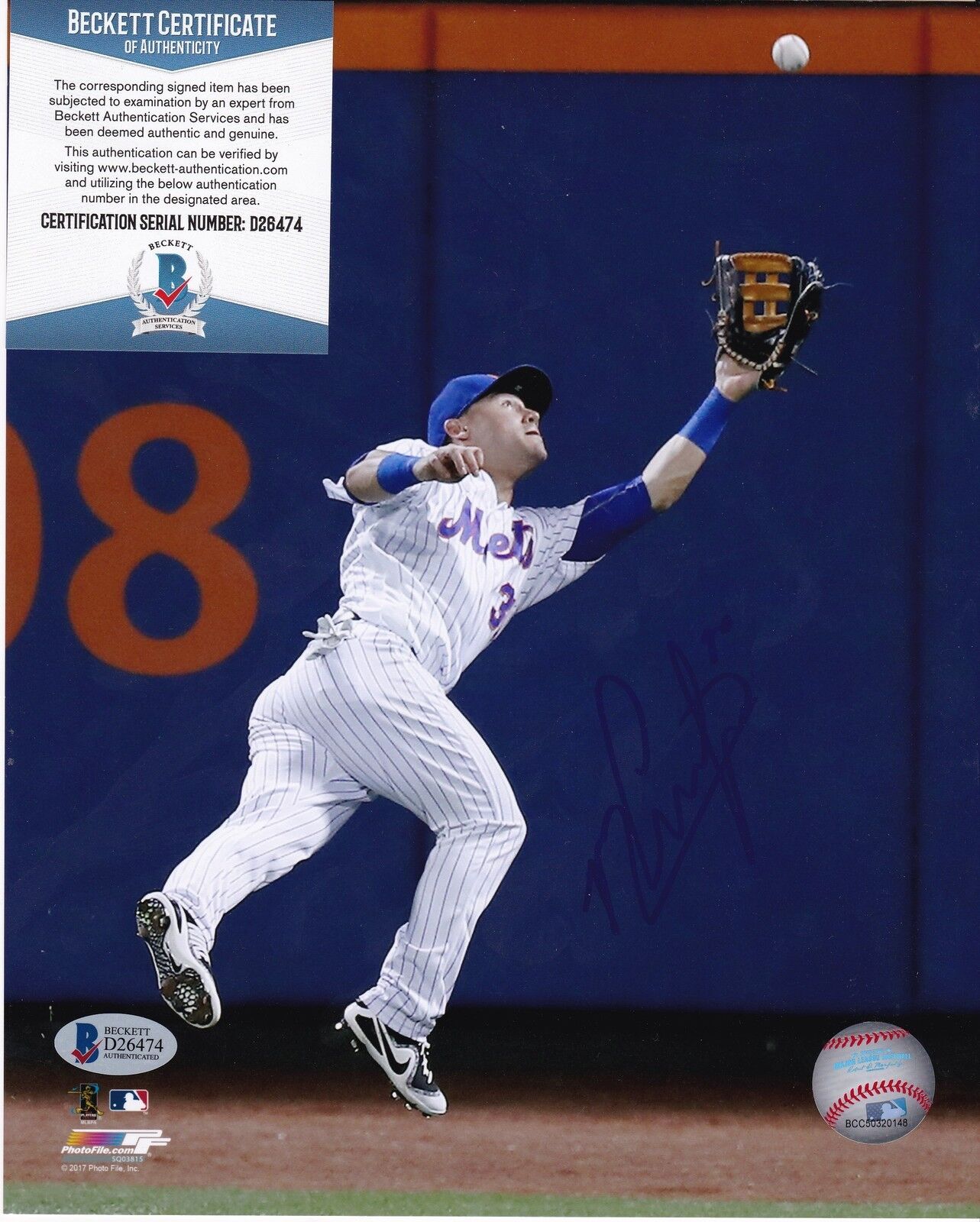 MICHAEL CONFORTO NEW YORK METS BECKETT AUTHENTICATED ACTION SIGNED 8x10