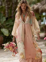 Women's Bohemian Patchwork Casual Vacation Dress