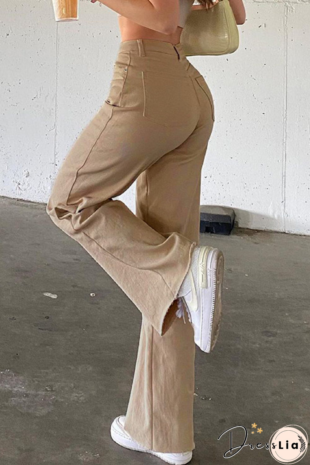 Casual Solid Split Joint Boot Cut Speaker Solid Color Bottoms