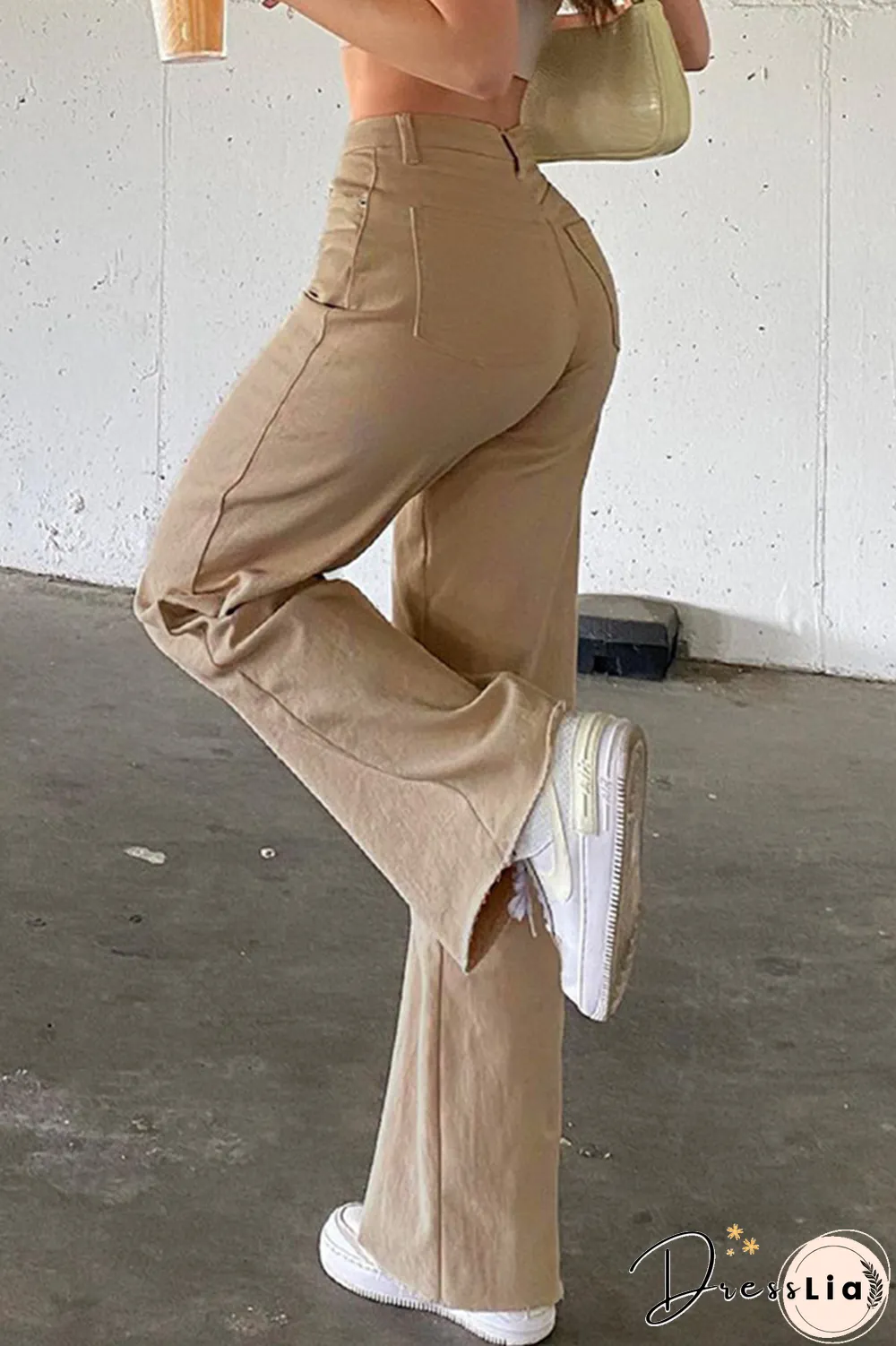Casual Solid Split Joint Boot Cut Speaker Solid Color Bottoms