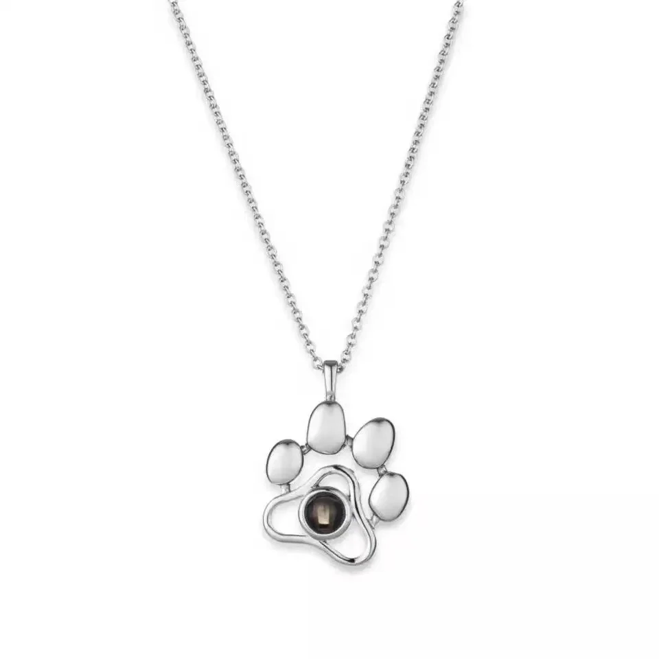 Women's sterling silver dog paw necklace