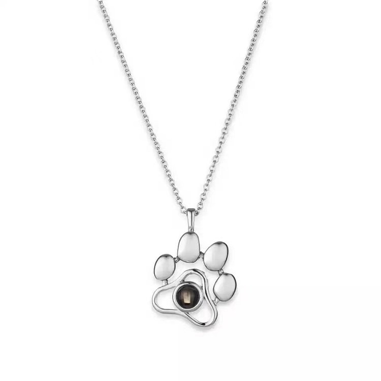 Silver Gog Paw Necklace Personalized Heart Photo Necklace