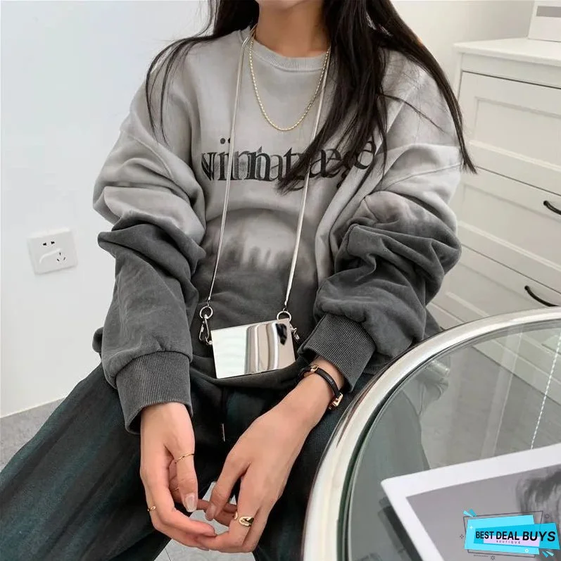 Joskka Vintage Grey Sweatshirts Women Oversized Harajuku Tie Dye Pullovers Thick Winter Korean Streetwear Hippie Retro Fashion