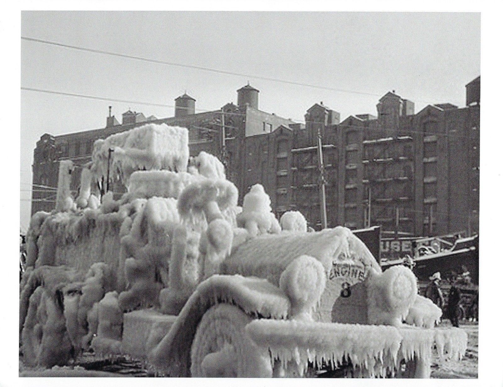 FROZEN FIRE TRUCK 8X10 Photo Poster painting FIREFIGHTING ICE PICTURE