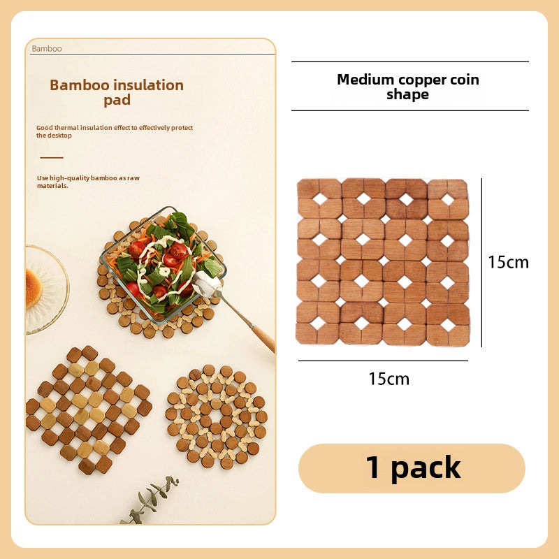 Household Bamboo Anti-scald Heat Insulation Mat Sand Pot Mat Dining Table Mat Bowl Mat Plate Mat Square Round Bowl Mat