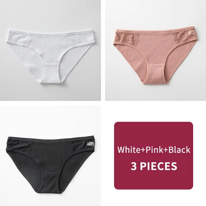 Cotton Panty 3Pcs/lot Solid Women's Panties Comfort Underwear Skin-friendly Briefs For Women Sexy Low-Rise Panty Intimates