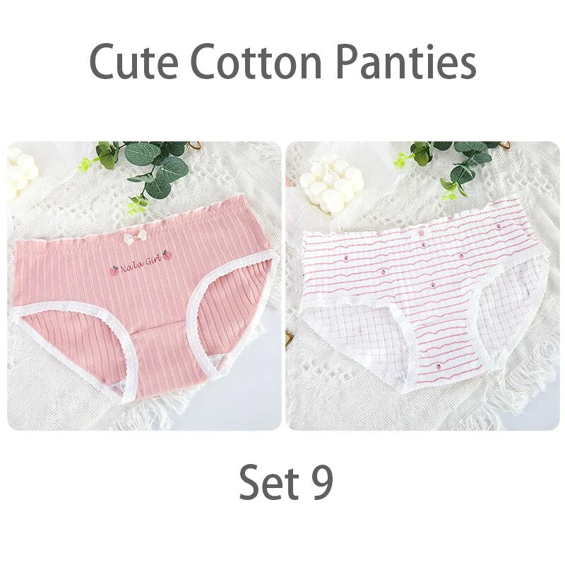 FINETOO Women's Sexy Lace Thongs G-string Underwear Cute Panties Briefs For Ladies T-back lingerie Cartoon Girls Pink Panty