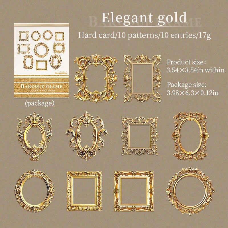 Journalsay 10 Sheets Baroque Photo Frame Series Vintage Hollow Border Sticker