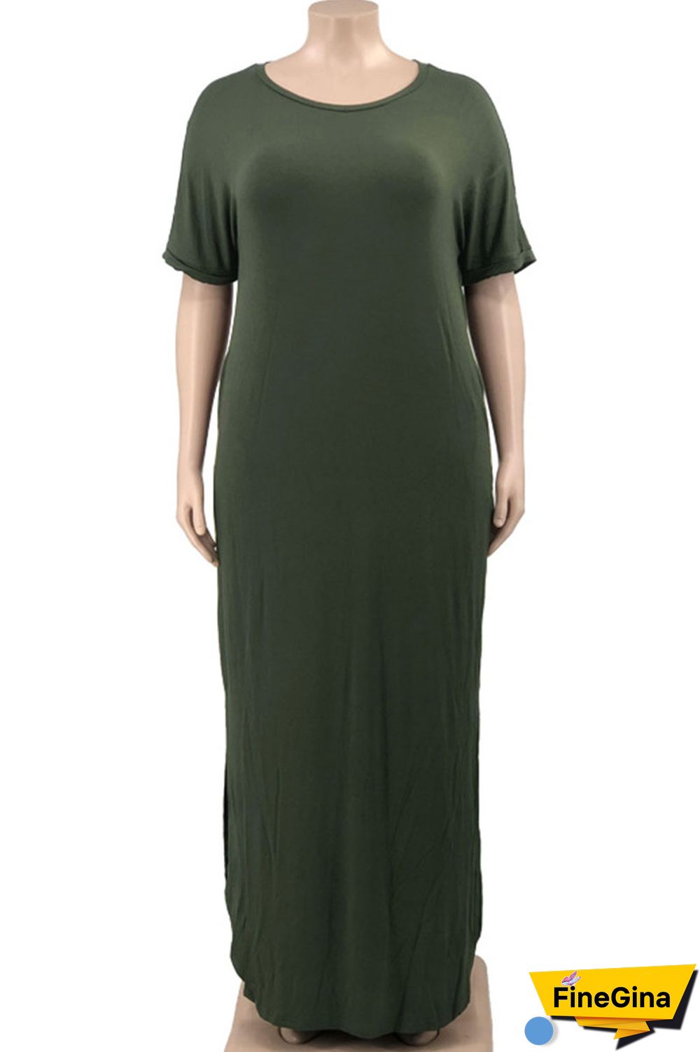 Yellow Casual Solid Patchwork Slit V Neck Straight Plus Size Dresses