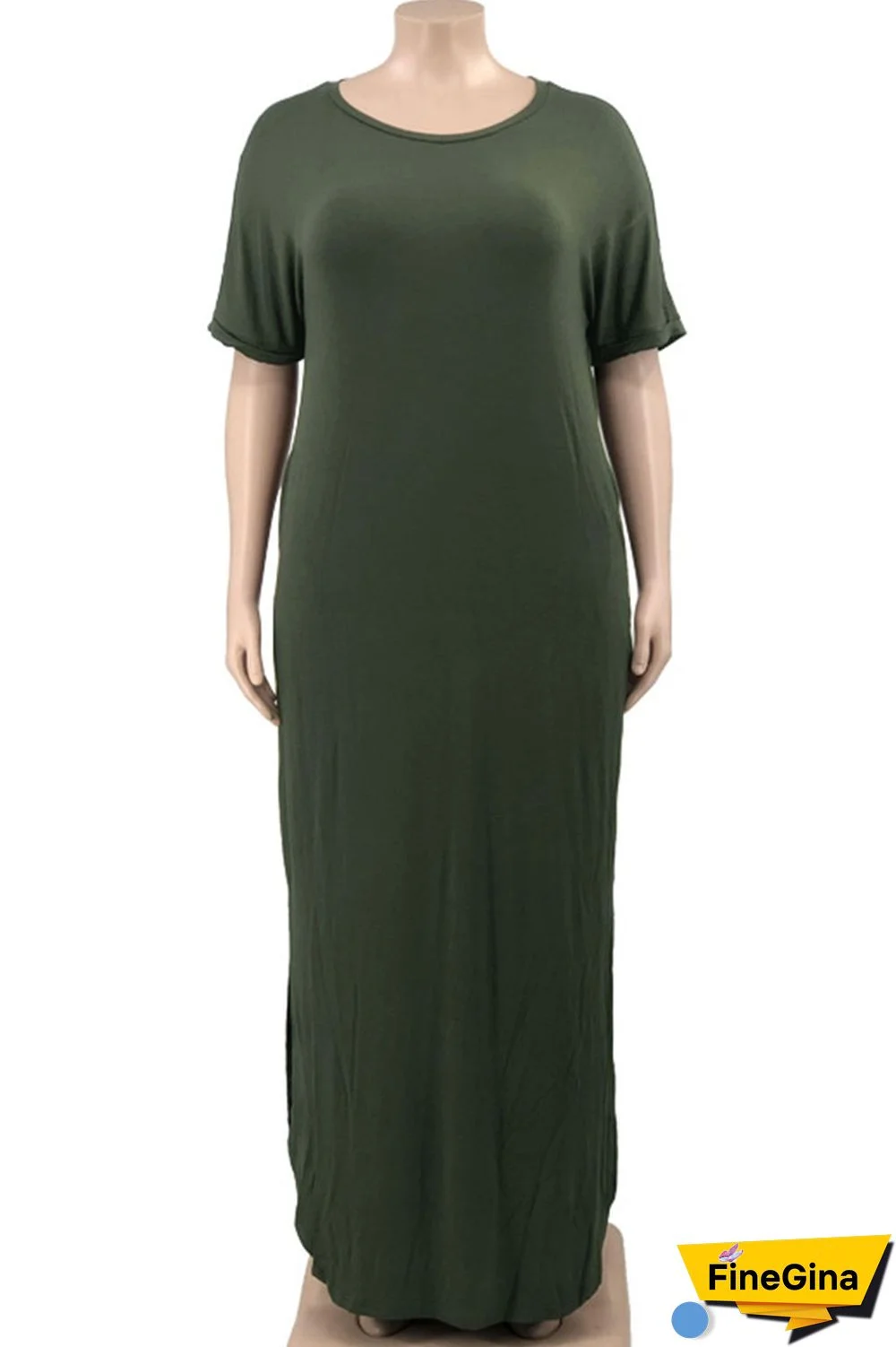 Yellow Casual Solid Patchwork Slit V Neck Straight Plus Size Dresses