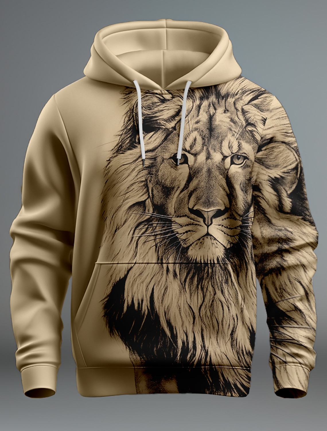 Destinybetclub New Graphic Lion Men's Fashion 3D Print Hoodie Streetwear Hoodies Long Sleeve Hooded Print Front Pocket Spring Hoodie Sweatshirt