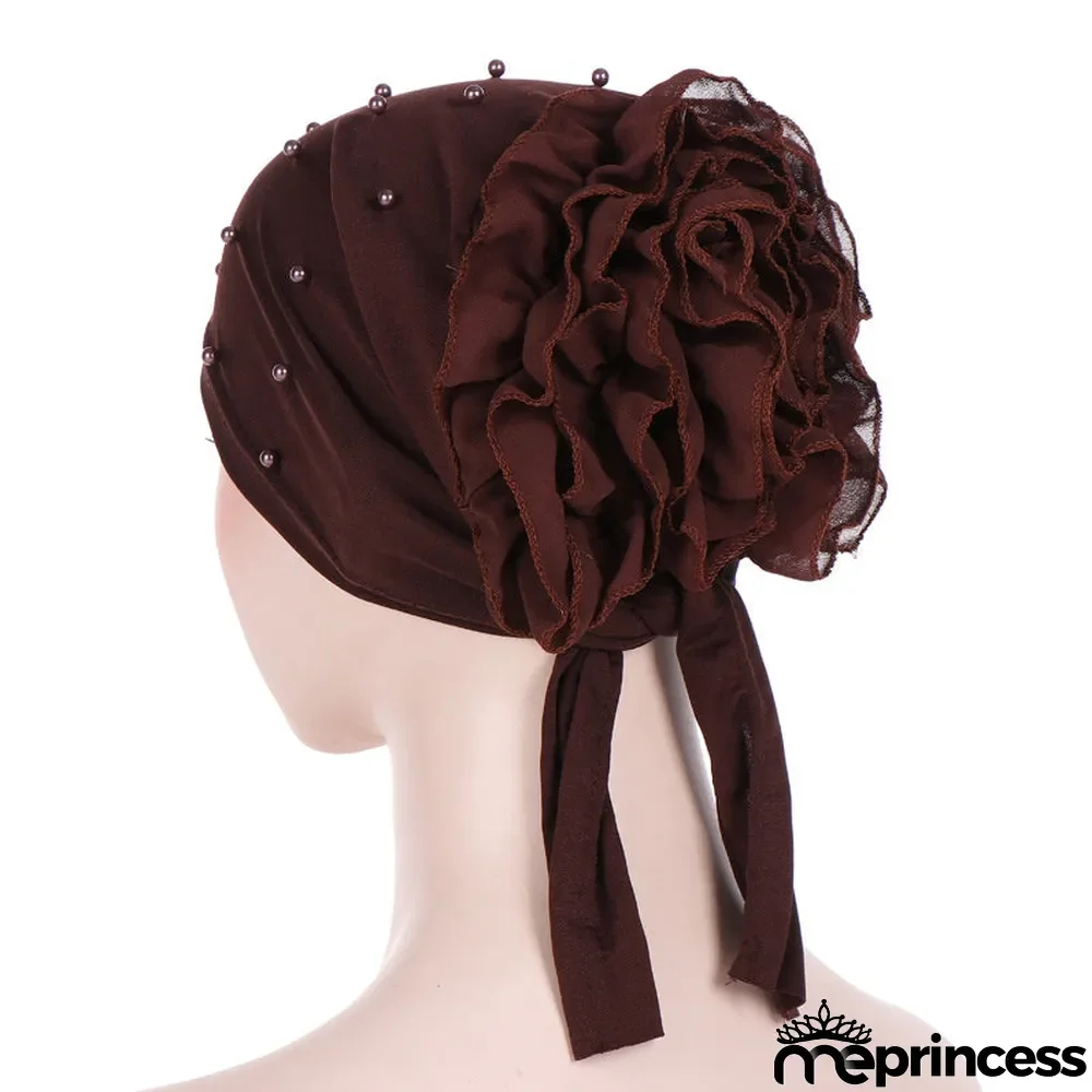 Women's Beads Flowers Muslim Turban Hat Cap