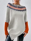 Grey Batwing Sleeve Print Sweater